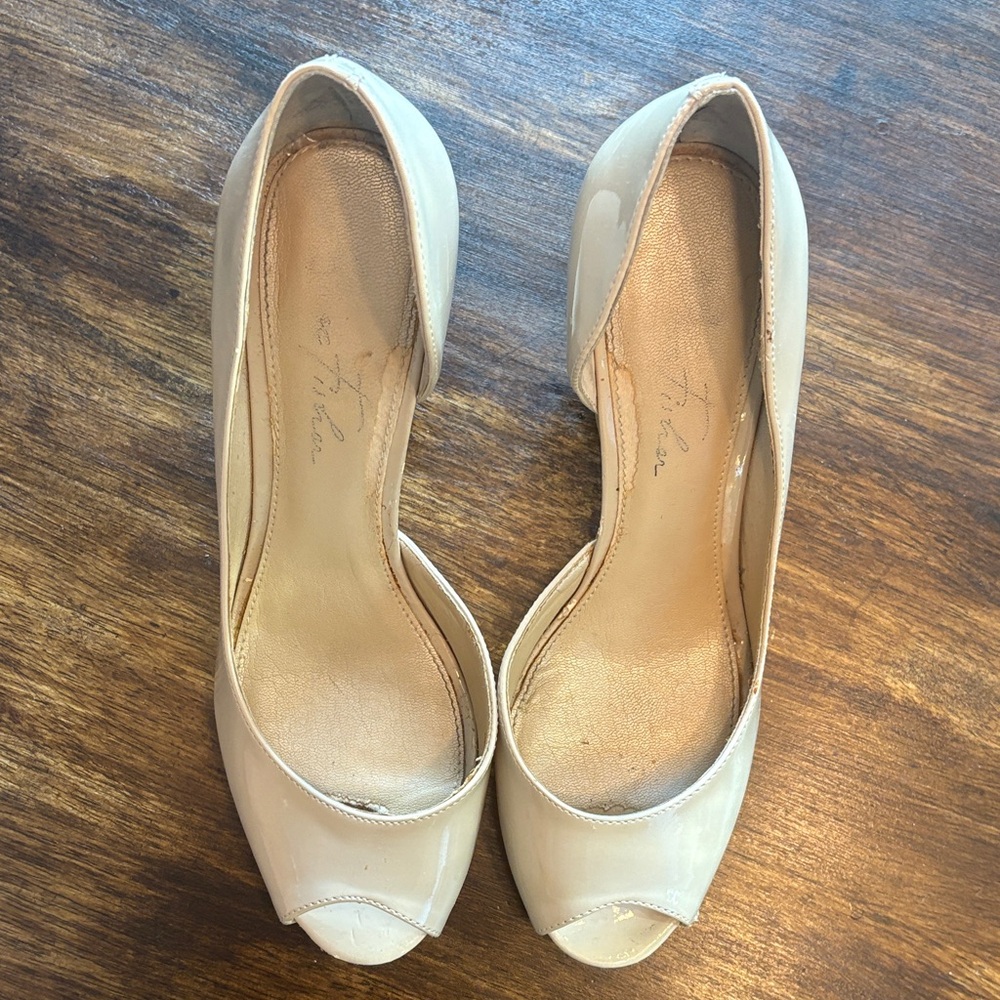Stylish Cream Peep-Toe Heels